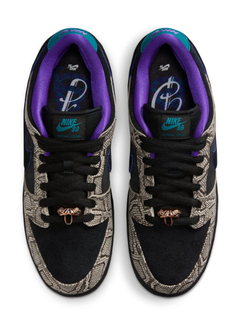 Nike SB Dunk Low Dashawn Jordan 'Snake Skin' Black / Fierce Purple | Serpentine Signal