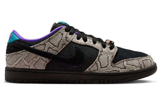 Nike SB Dunk Low Dashawn Jordan 'Snake Skin' Black / Fierce Purple | Serpentine Signal